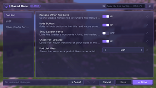 Config screen