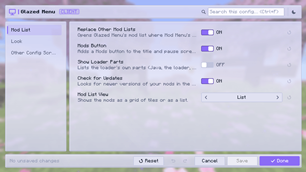 Config screen: light mode