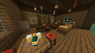 The tavern: your real bottles on the shelves, drinks set down anywhere