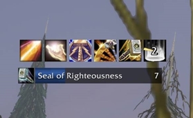 Close-up: cooldown icons and a buff bar