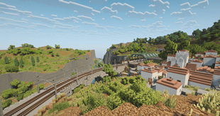 Station at Mediteranean village over a canyon