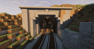 Tunnel entrance with hanging signals