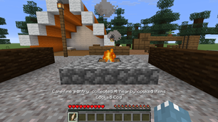 Collect cooked food from a campfire
