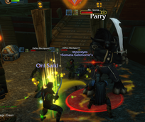 When tank has Aggro you see a Bleu shield, his color can switch Orange when risk of losing aggro.