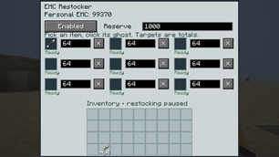 EMC Restocker configuration screen