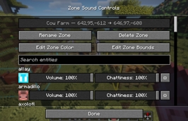 Sound Zone Controls Menu