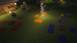 Villagers put out fires before going to bed