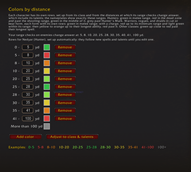 Colors set up for your class & talents