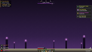 Quest tracker, compass, boss bar, toasts and effects, drawn over the game.