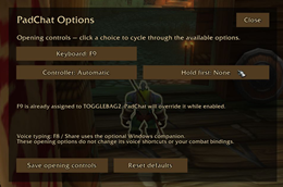 Opening controls and options — 0.2.1 preview