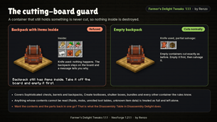 The cutting-board guard: full containers are refused, empty ones cut normally