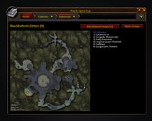 The world map inside Blackfathom Deeps with its floor and legend.