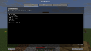 Paste a materials list