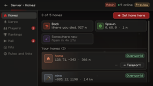 Players' menu