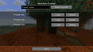 Game Rules Presets Menu