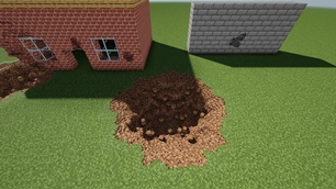 A crater in the lawn