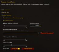 Options panel