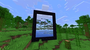 Distant Horizons terrain seen through a portal