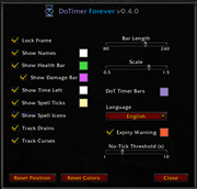 Options window