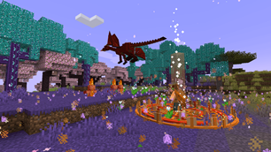Dragon ascension - a red dragon summoned above the circle of fire
