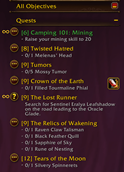 Objective Tracker transparent - Sort direction: lowest -> highest