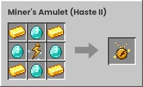 Miner's Amulet recipe (little bit animated texture ingame)