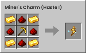 Miner's Charm recipe (little bit animated texture ingame)