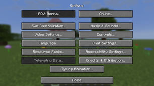 One click from Minecraft Options