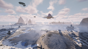 Snowy biome with airship