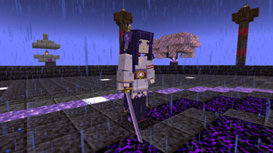 Full body at night, katana ready.