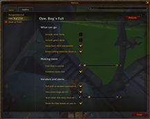 Ope, Bag's Full settings