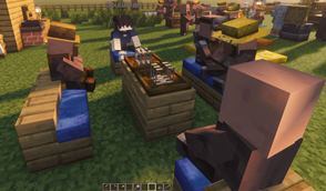 Player dining with the villagers