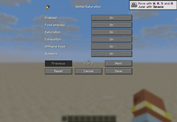 BetterSaturation in-game settings