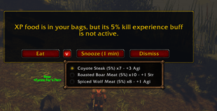 food found but no buff including dropdown