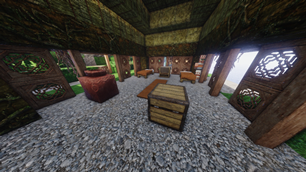 Inside a hut