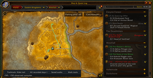 Walking trail on the WoW world map