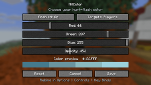 RGB color and opacity settings