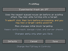 Experimental fresh aim is off by default