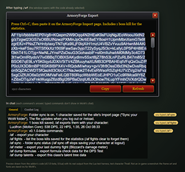 The addon's export window
