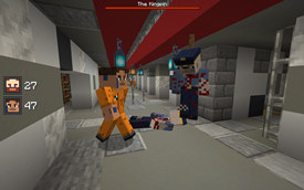 Evil prisoner walks casually past dead guards.