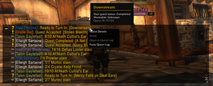 Quest actions from chat