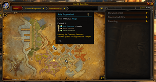 Player locations and party details