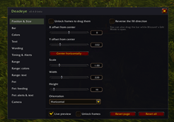 Options window