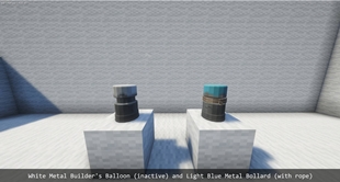 White Metal Builder's Balloon (inactive) and Light Blue Metal Bollard (with rope)