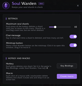 SoulWarden settings
