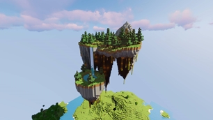 Alpine island and waterfall
