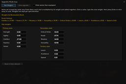 Set Custom Weights for Each Stat