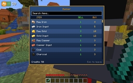 Right clicking on him brings up his buying and selling prices. Scroll through and trade!