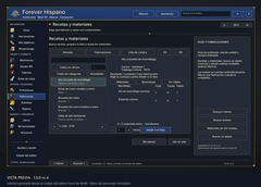 Recetas y materiales · Vista previa 1.0 RC4