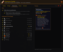 Professions Tab